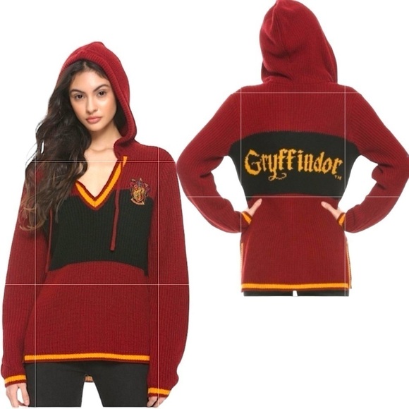 Harry Potter GRYFFYINDER Cardigan Knit Hooded Sweater Women’s Size Mediu… - Picture 1 of 11